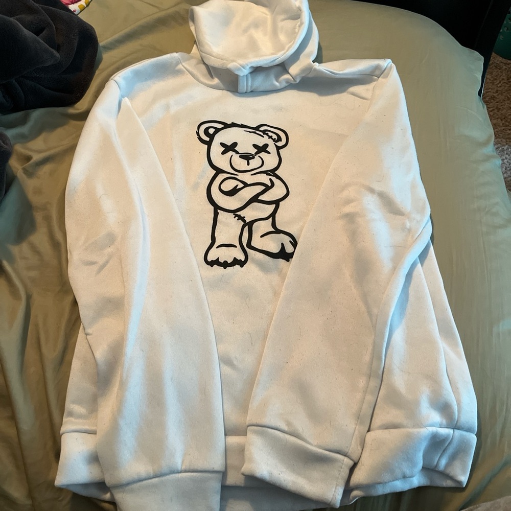 White Hoodie with Bear Design